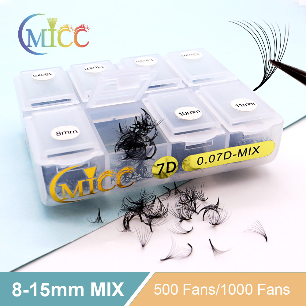 Eyelash Extension Medium - Cmicc 500/1000 Fans de Longitud Mixta,